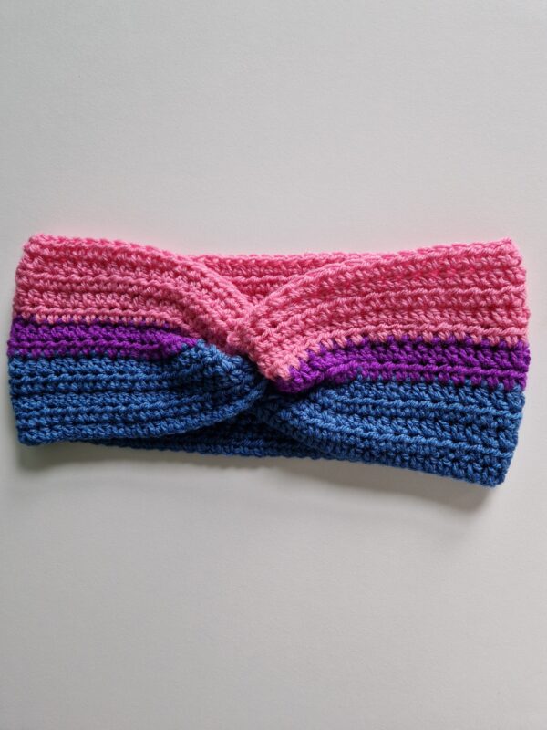 Crochet Ear Warmer - Bi Pride - Image 2