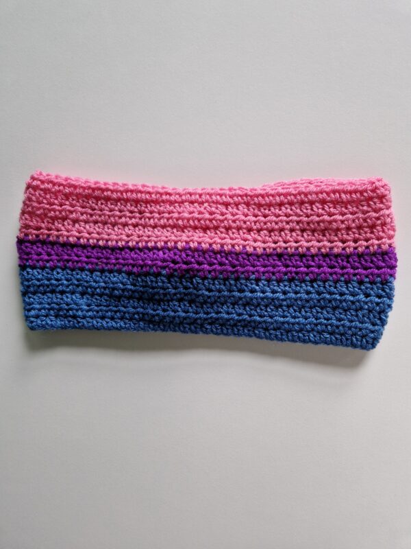 Crochet Ear Warmer - Bi Pride - Image 3