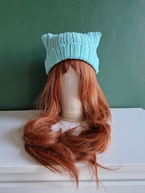 Crochet Cat Hat - Light Teal