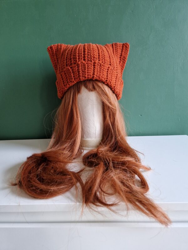 Crochet Cat Hat - Fox Orange