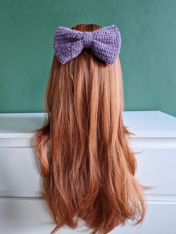 Crochet Hair Bow - Dusty Lavender