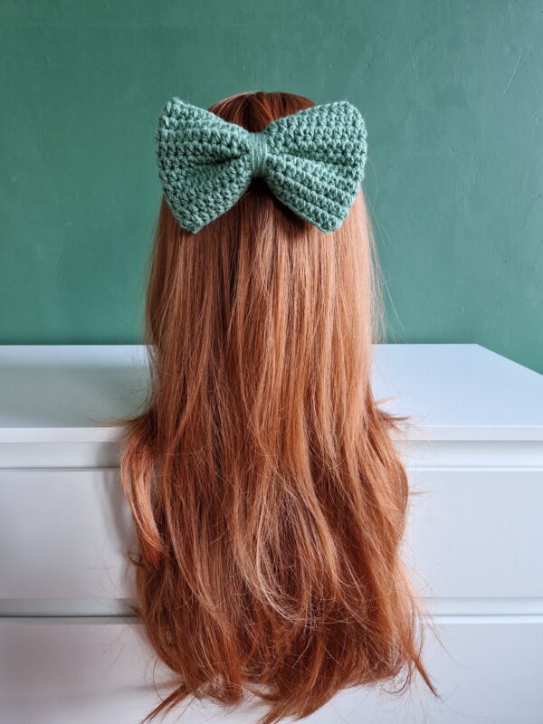 Crochet Hair Bow - Sage Green