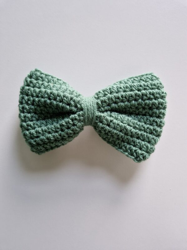 Crochet Hair Bow - Sage Green - Image 2