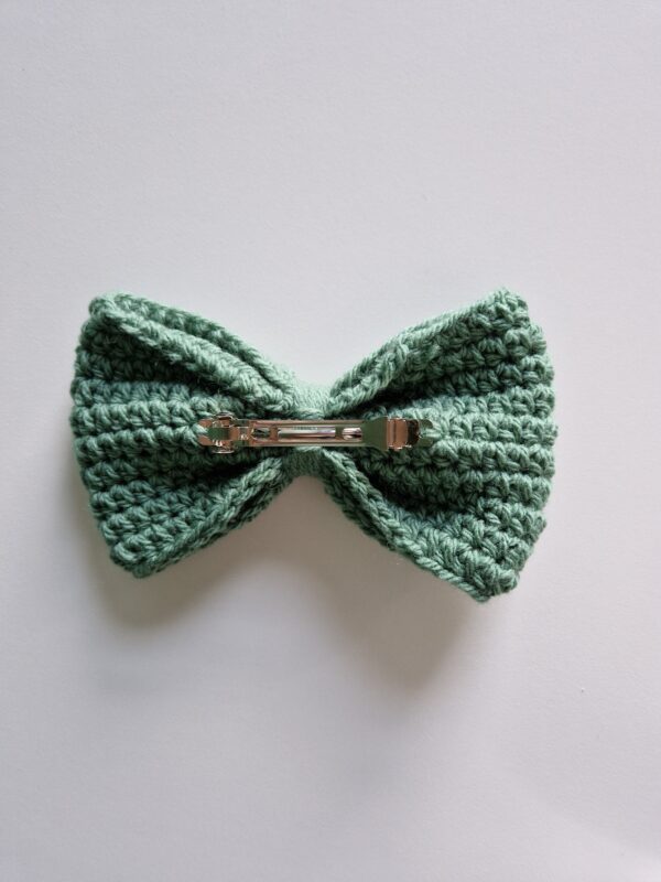 Crochet Hair Bow - Sage Green - Image 3