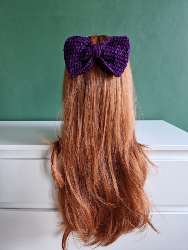 Crochet Hair Bow - Dark Purple