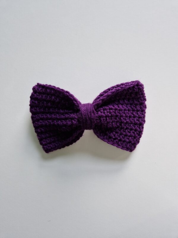 Crochet Hair Bow - Dark Purple - Image 2