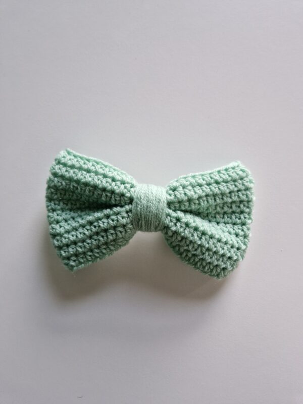 Crochet Hair Bow - Mint Green - Image 2