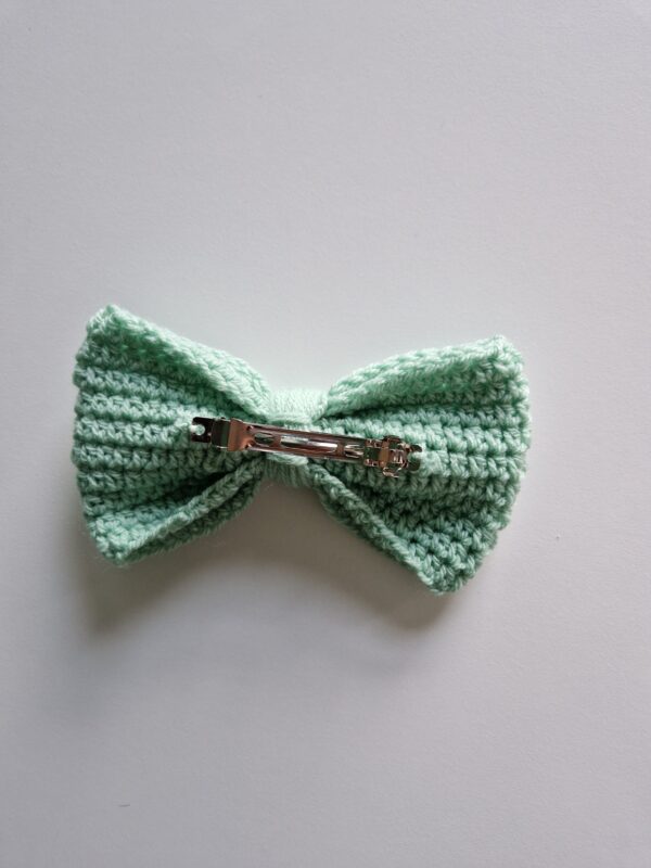 Crochet Hair Bow - Mint Green - Image 3