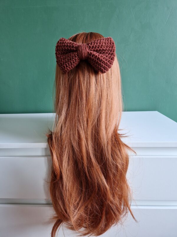 Crochet Hair Bow - Brown