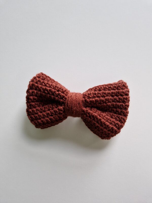 Crochet Hair Bow - Brown - Image 2