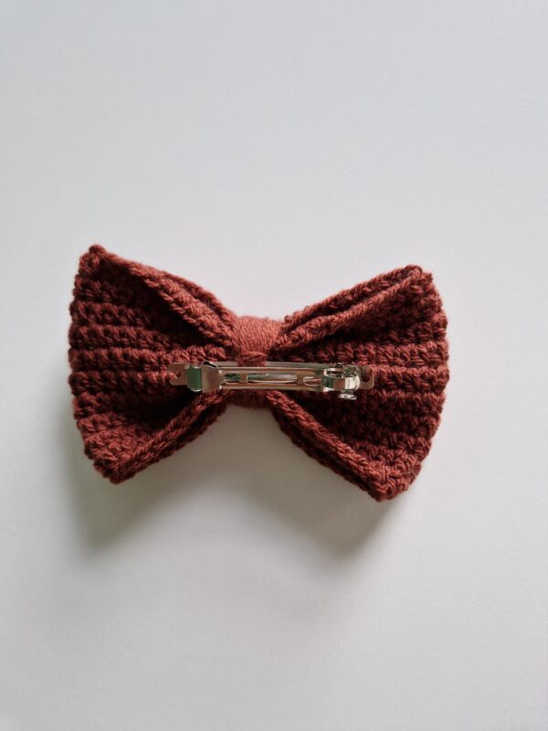 Crochet Hair Bow - Brown - Image 3