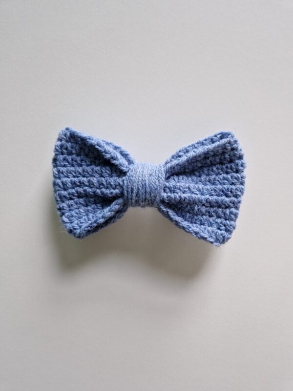 Crochet Hair Bow - Dusty Blue (small) - Image 2