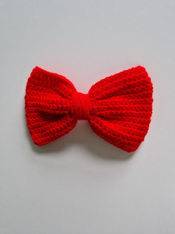 Crochet Hair Bow - Red (large) - Image 2