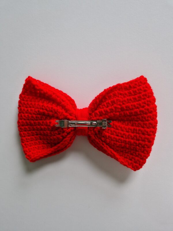 Crochet Hair Bow - Red (large) - Image 3