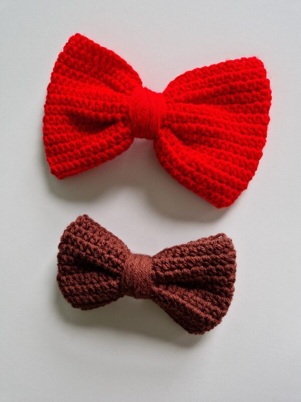 Crochet Hair Bow - Red (large) - Image 4