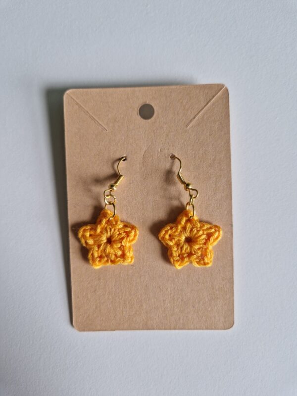 Crochet Star Earrings - Gold - Image 2