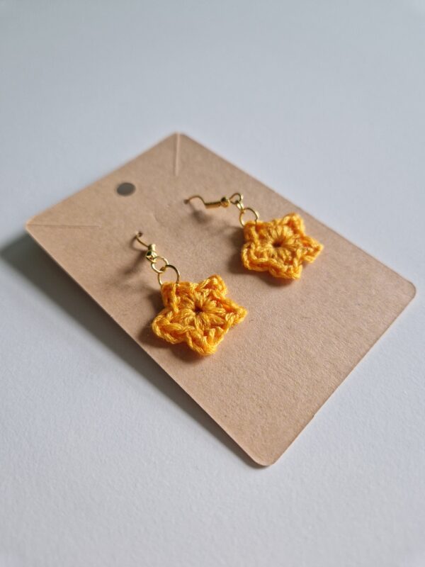 Crochet Star Earrings - Gold - Image 3