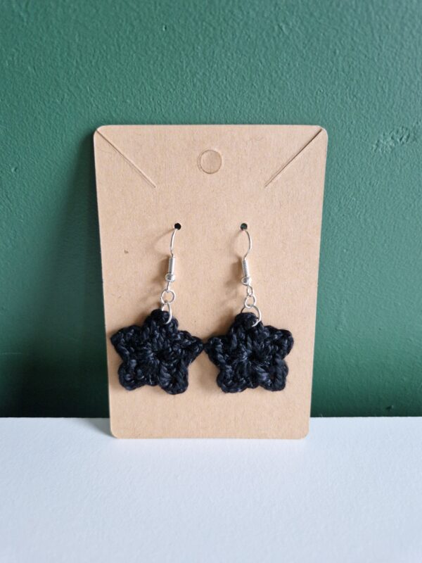 Crochet Star Earrings - Black